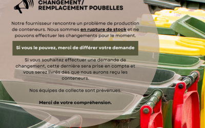 Changement remplacement poubelles – rupture de stock